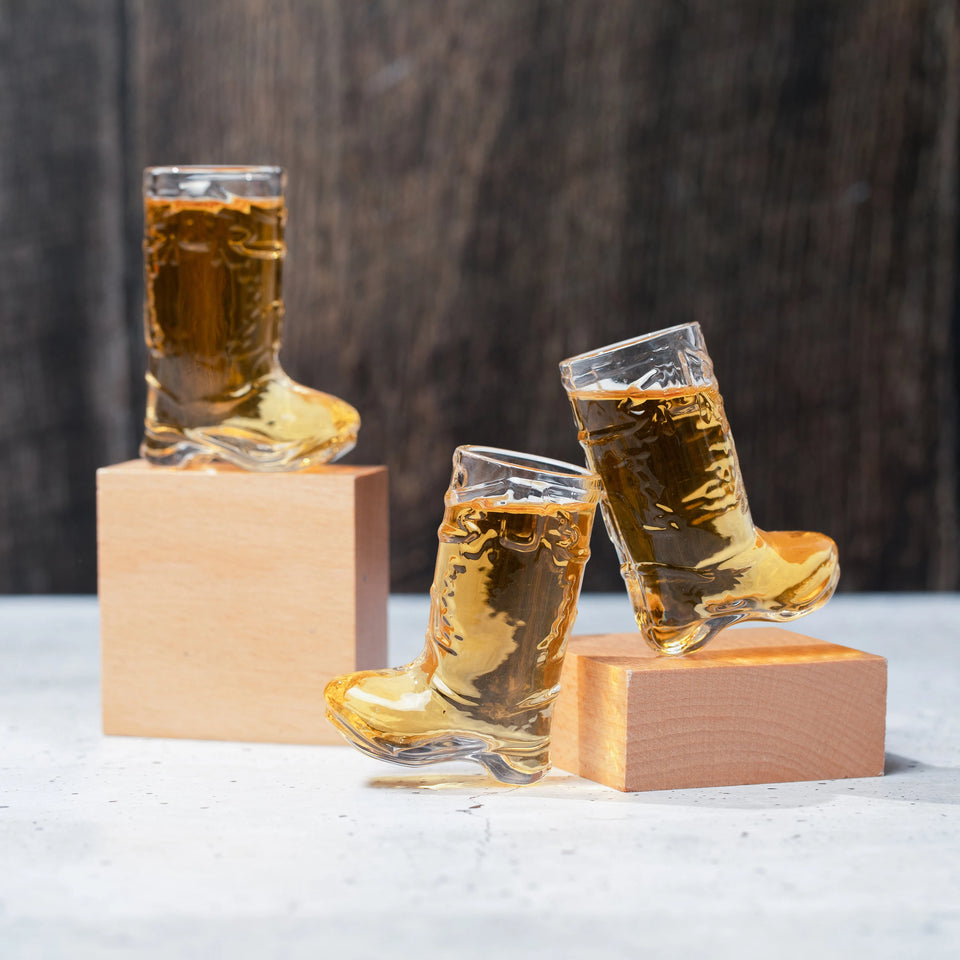 Personalized Cowboy Boot Shot Glass Set, Real Glass - Cowgirl Bachelorette Party Gifts, Western Themed Party Decorations, Cowboy Theme Party