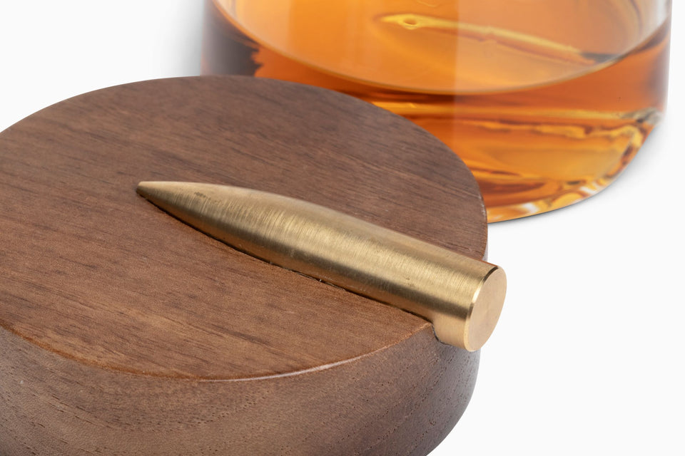 REPLICA PROJECTILE WHISKEY GLASSES & COASTERS - Set of 2 Glasses, 2 Wooden Coasters w/ Copper Replica Projectile, Unique Bar Gifts for Men & Women that Have Everything bartesian wine walker crown champagne tool mens decanter cap blue beer cigar cigars balls rocks bottle gay hunt custom tequila crate rock shotgun pistol bourbon liquor capsules ar college small sets stone royal whisky friend para barware captain